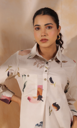 Grey Semi Cotton Printed Co-ord Set