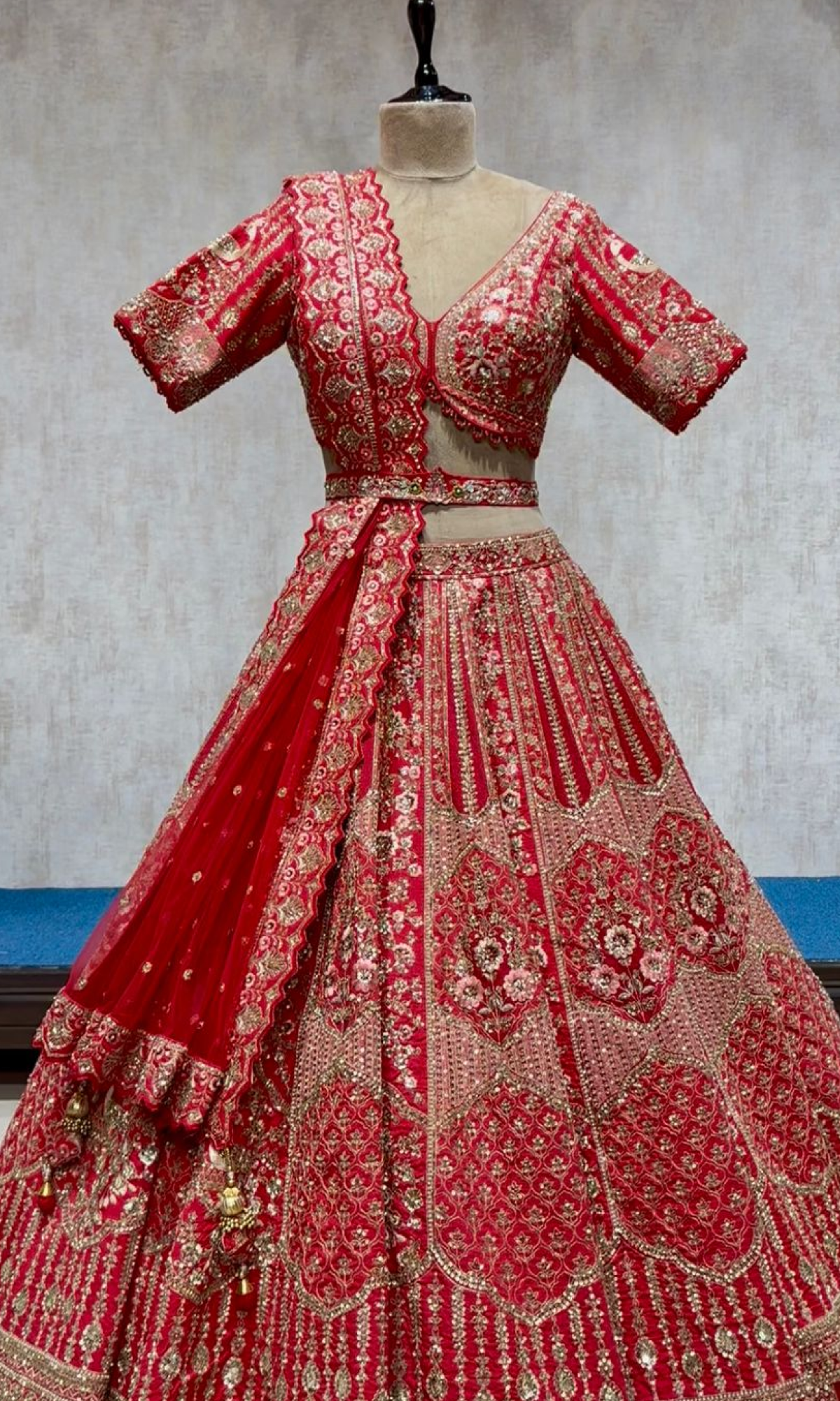 Red Embroidered Bridal Lehenga