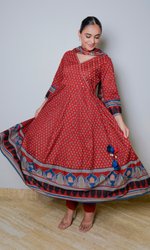 Maroon Cotton Printed Angrakha Style Set