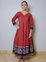 Maroon Cotton Printed Angrakha Style Set