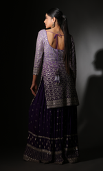 Purple Semi Georgette Embroidered Palazzo Set