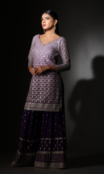 Purple Semi Georgette Embroidered Palazzo Set