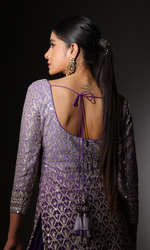 Purple Semi Georgette Embroidered Palazzo Set