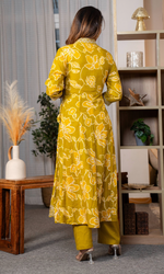Yellow Floral Kurta Set With Dupatta