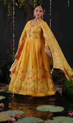 Yellow Bloom Festive Anarkali Kurta Set