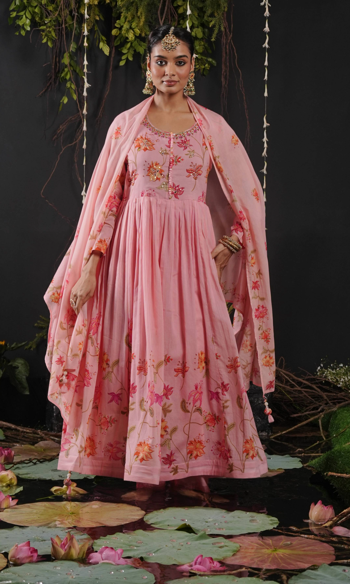 Pink Bloom AnarkaliKurta Set