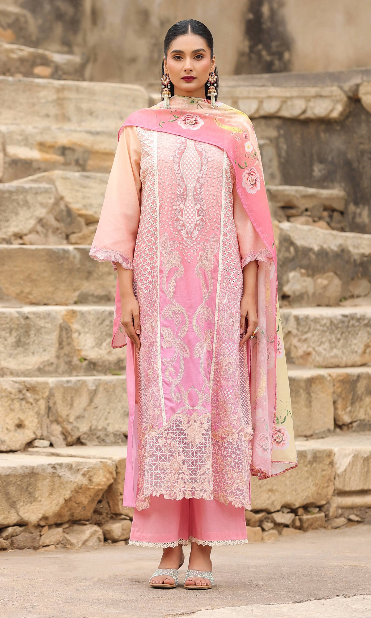 Rose Blush Regal Embroidered Kurta Set