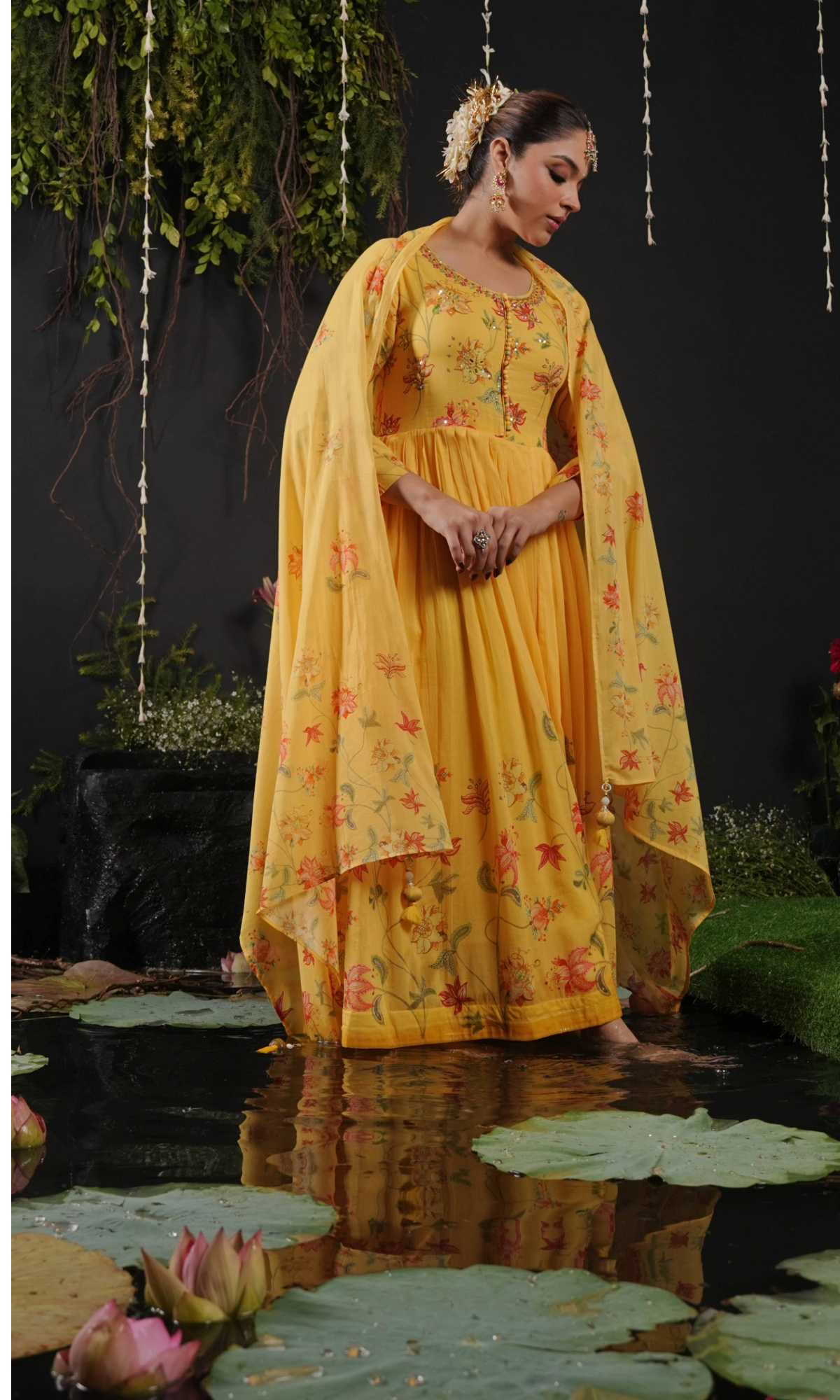Yellow Bloom Festive Anarkali Kurta Set