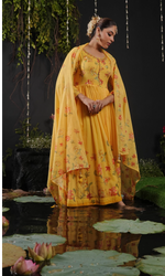 Yellow Bloom Festive Anarkali Kurta Set
