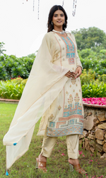 Ivory Turquoise Heritage Kurta Set