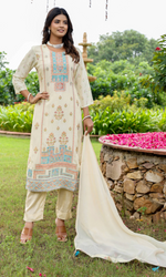 Ivory Turquoise Heritage Kurta Set