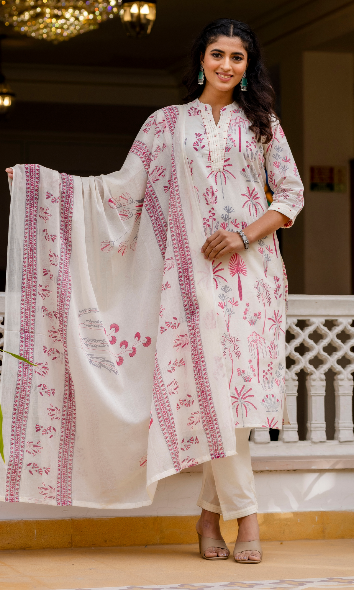 Ivory Blush Palm Kurta Set