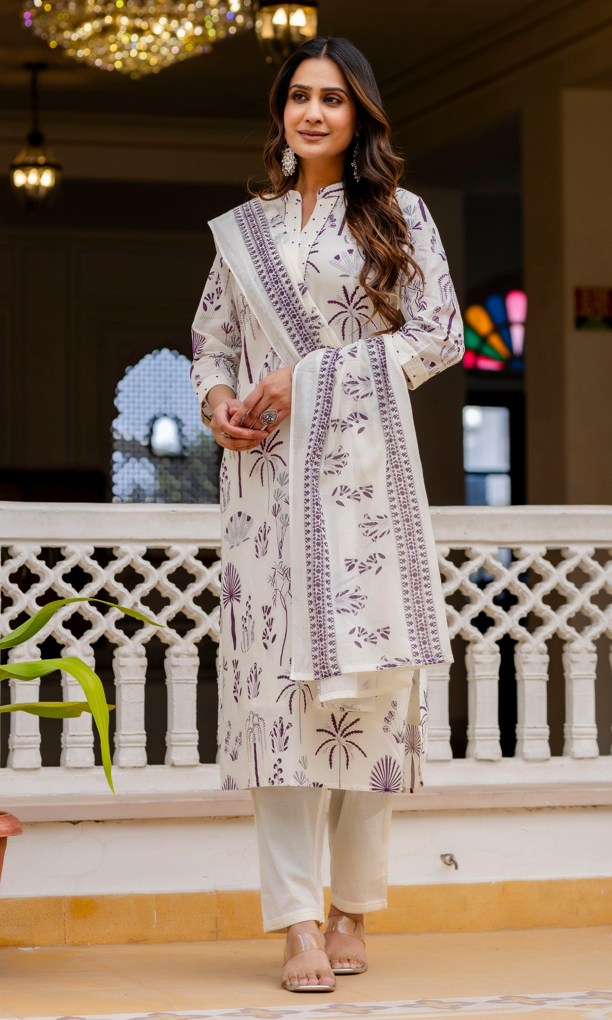 Ivory Amethyst Bloom Kurta Set