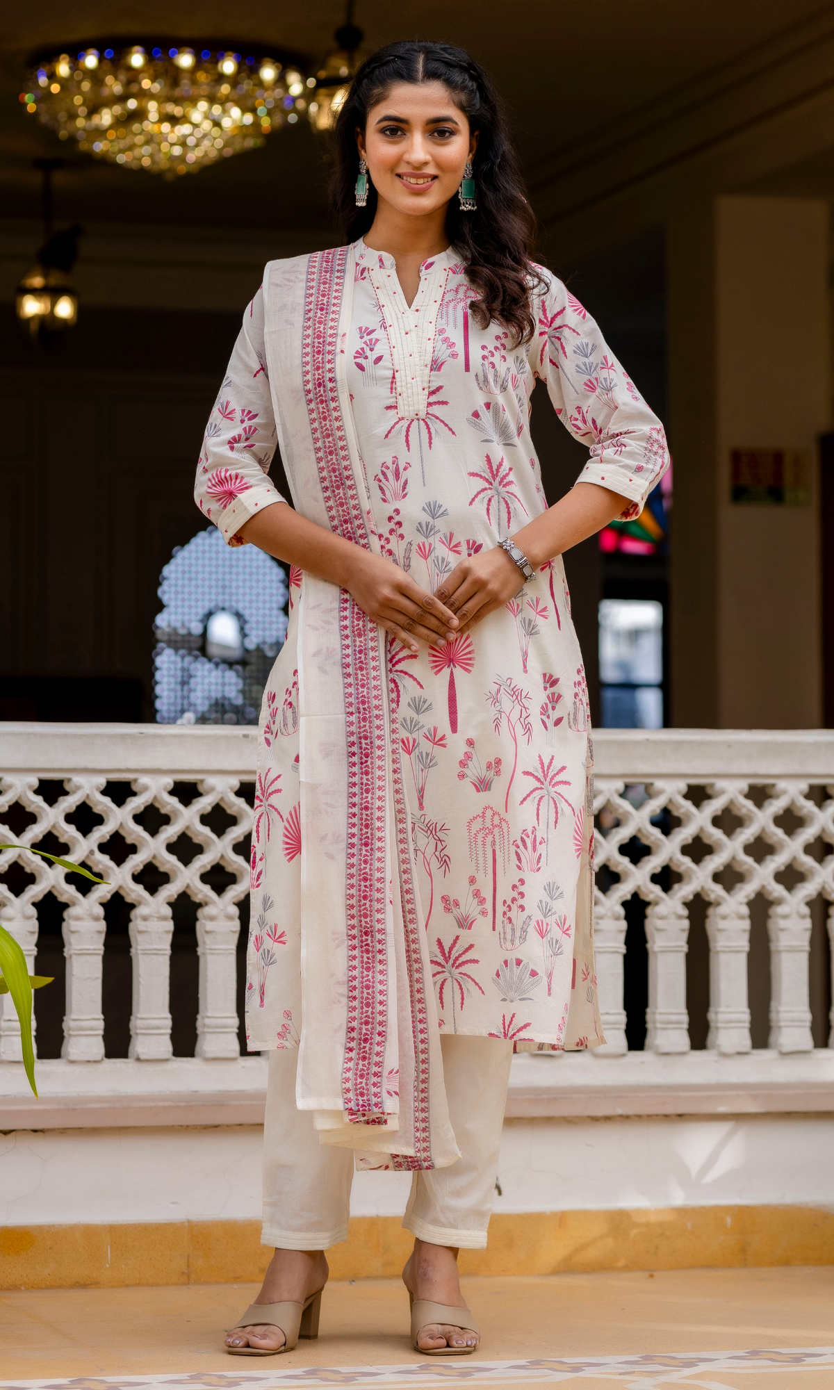 Ivory Blush Palm Kurta Set