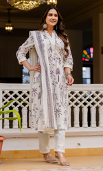 Ivory Amethyst Bloom Kurta Set