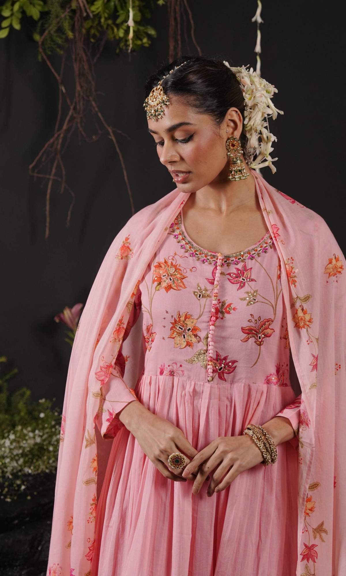 Pink Bloom AnarkaliKurta Set