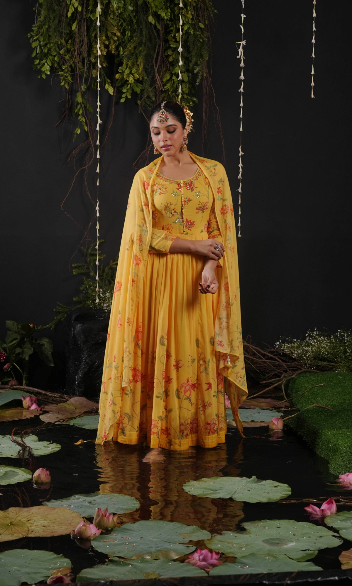 Yellow Bloom Festive Anarkali Kurta Set