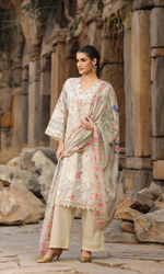 Ivory Rose Garden Embroidered Kurta Set