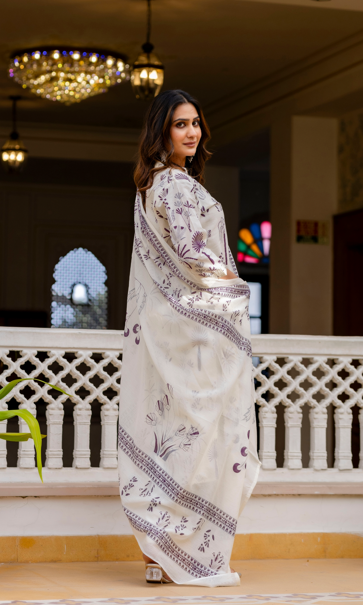 Ivory Amethyst Bloom Kurta Set
