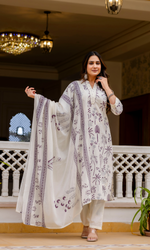 Ivory Amethyst Bloom Kurta Set
