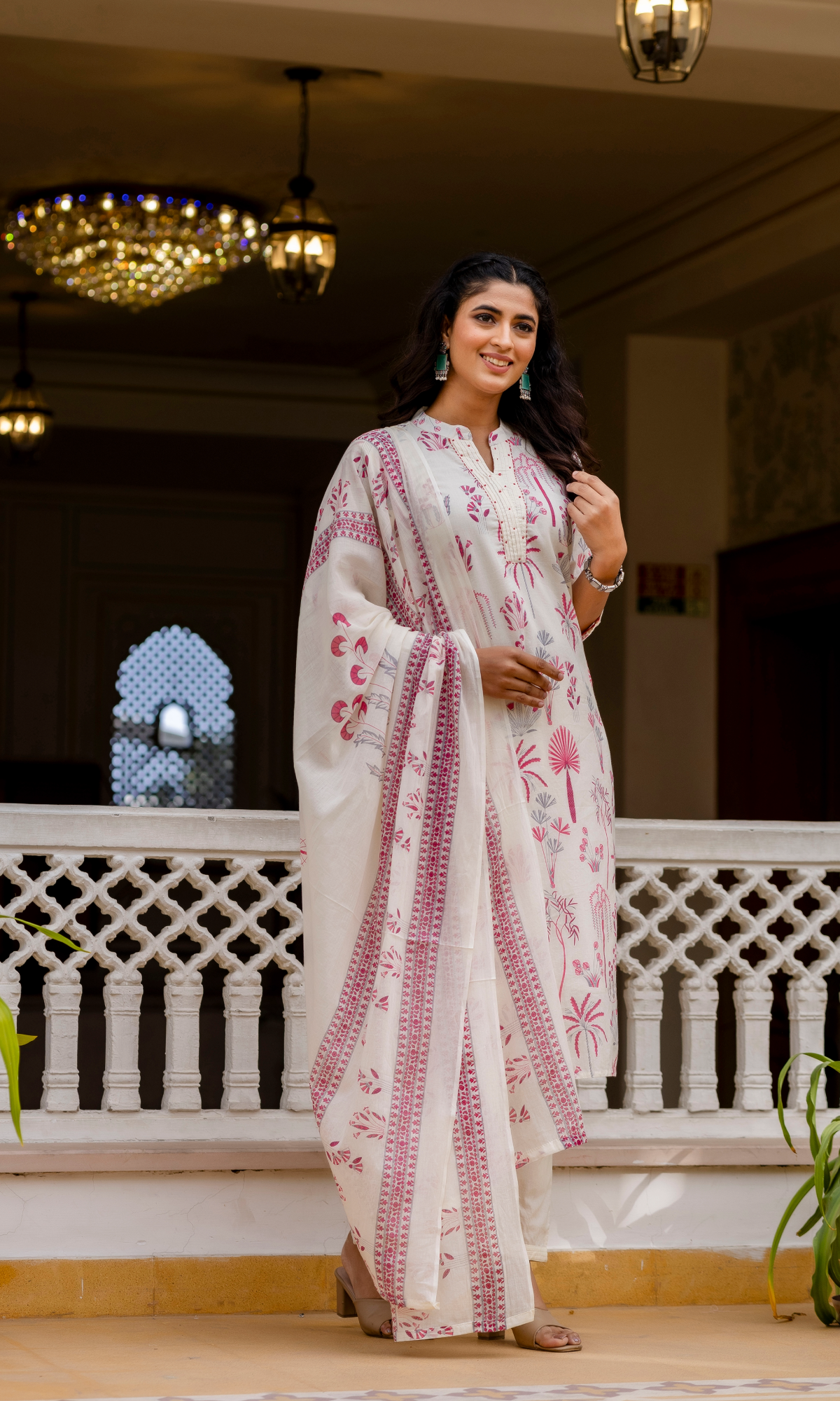 Ivory Blush Palm Kurta Set