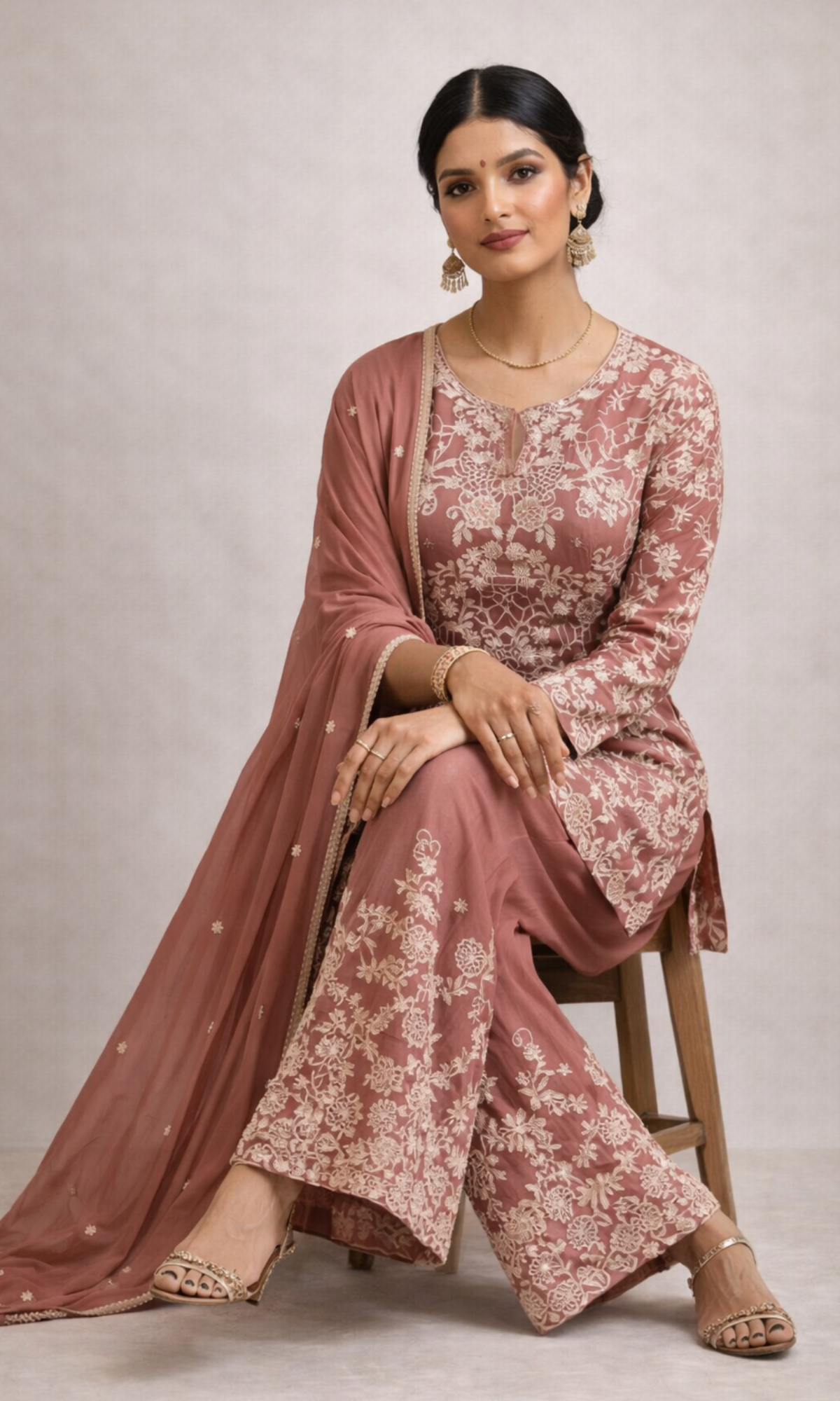 Pink EmbroideredSharara Set