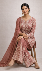 Pink EmbroideredSharara Set