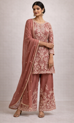 Pink EmbroideredSharara Set
