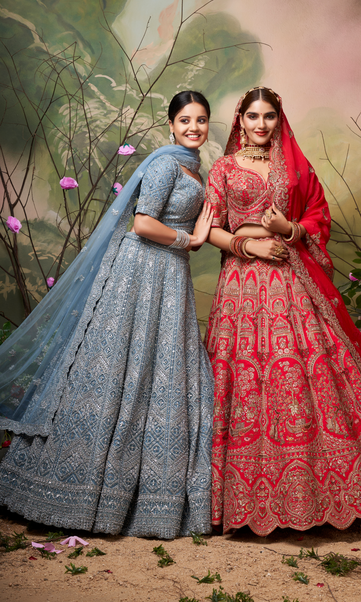 Sky Blue Handwork Lehenga With Stitched Blouse And Dupatta 