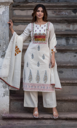 Ivory Heritage Printed Kurta Set with Dupatta