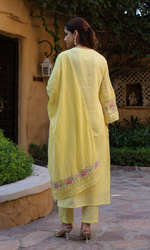 Yellow Floral Embroidered Kurta Set