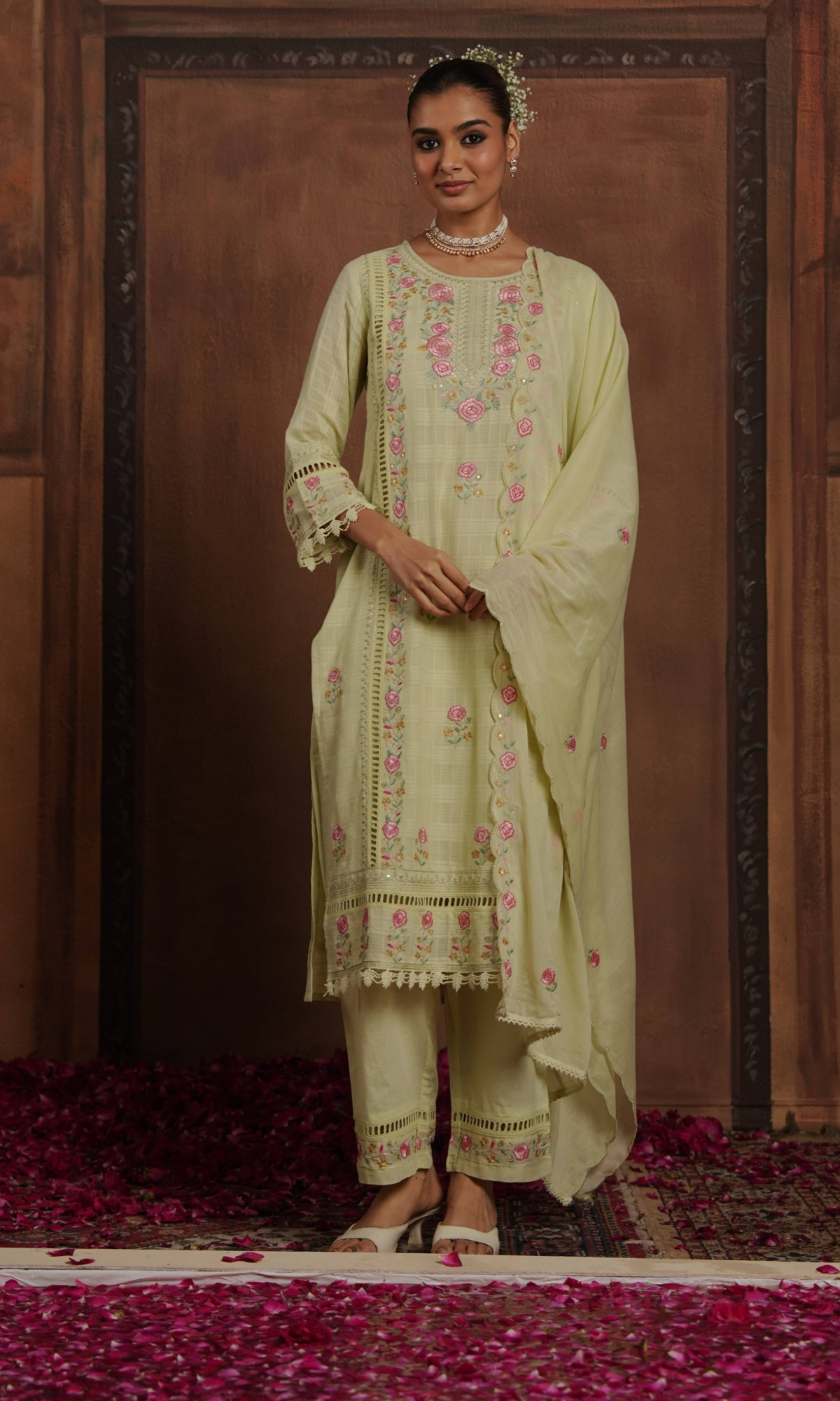 Light Green Embroidered Kurta Set