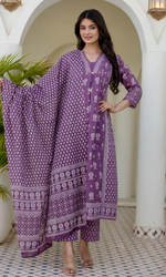 Lavender Bloom Printed Kurta Set