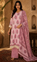 Pink Floral Printed Kurta Set