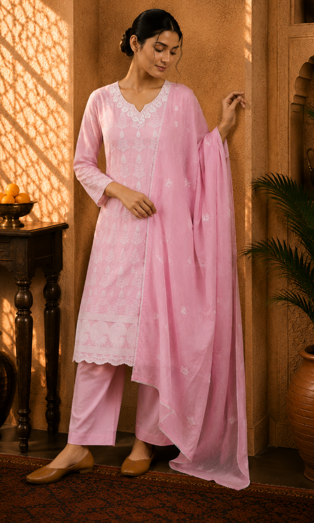 Blush Pink Embroidered Suit Set