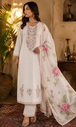Ivory Floral Embroidery Kurta Set