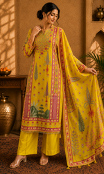Yellow Printed Suit Set