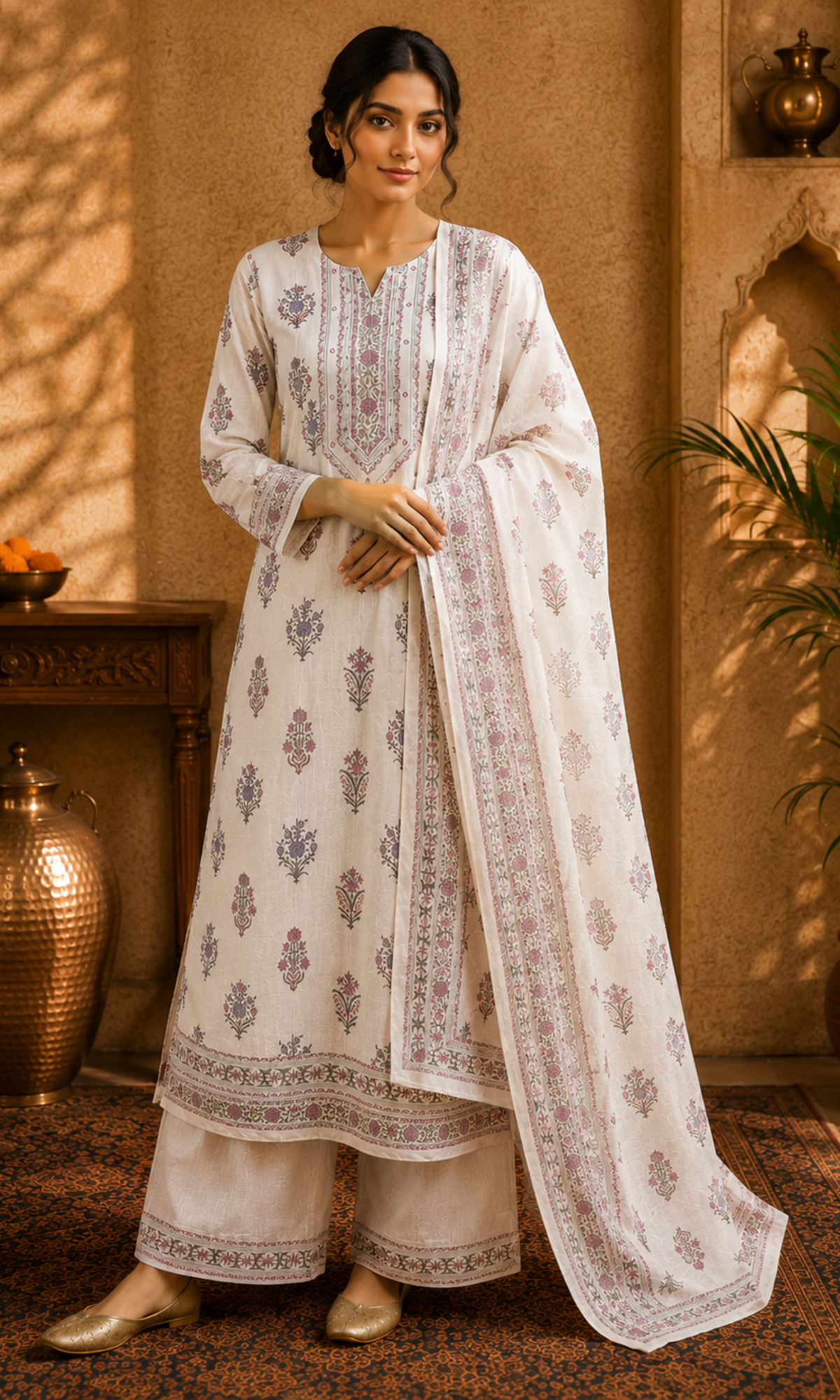 Ivory Mist Printed Suit Set
