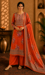 Rust Orange Blossom Ethnic Suit Set