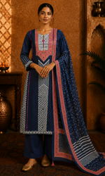 Navy Blue Geometric Suit Set