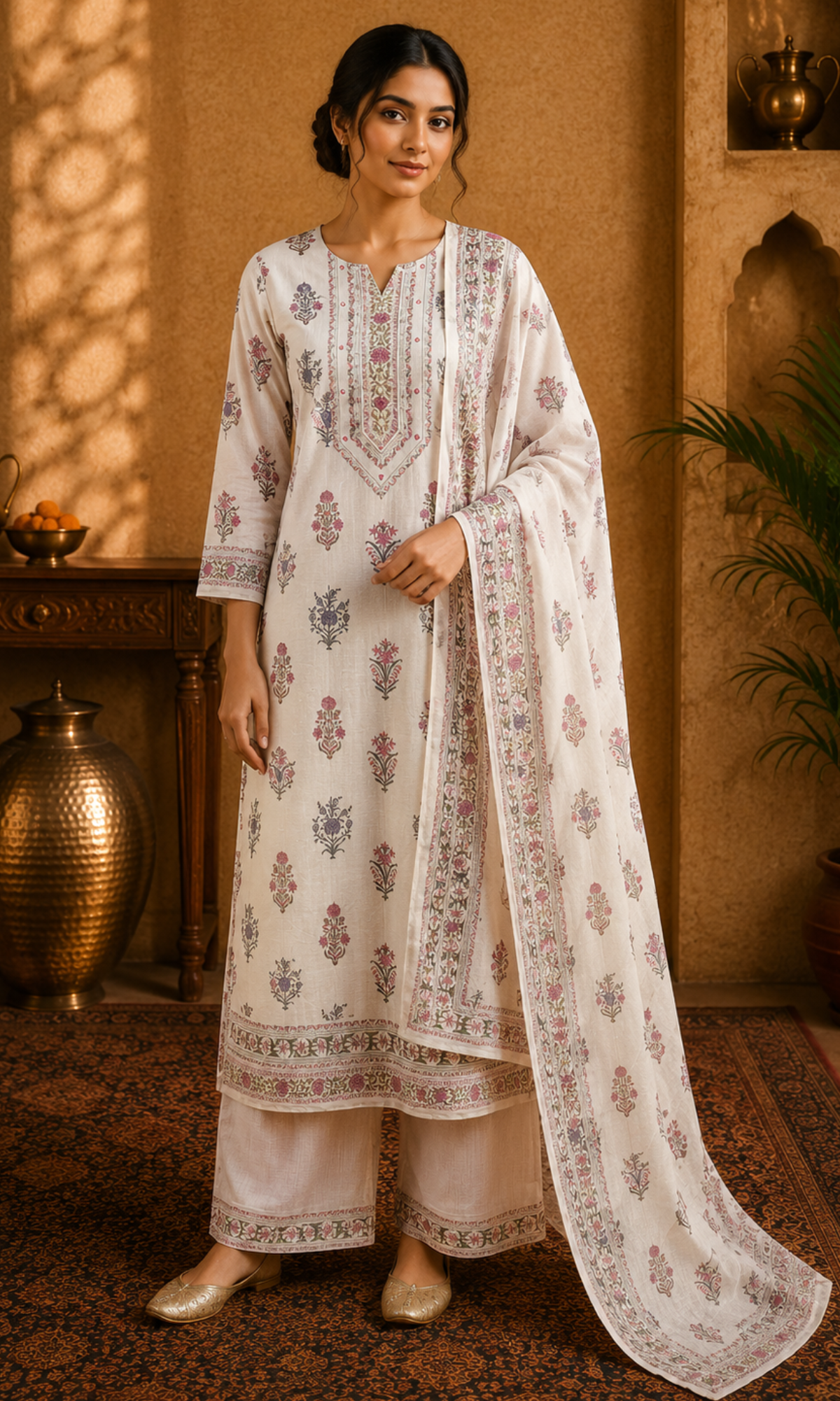 Ivory Mist Printed Suit Set