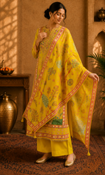 Yellow Printed Suit Set