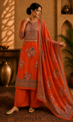 Rust Orange Blossom Ethnic Suit Set