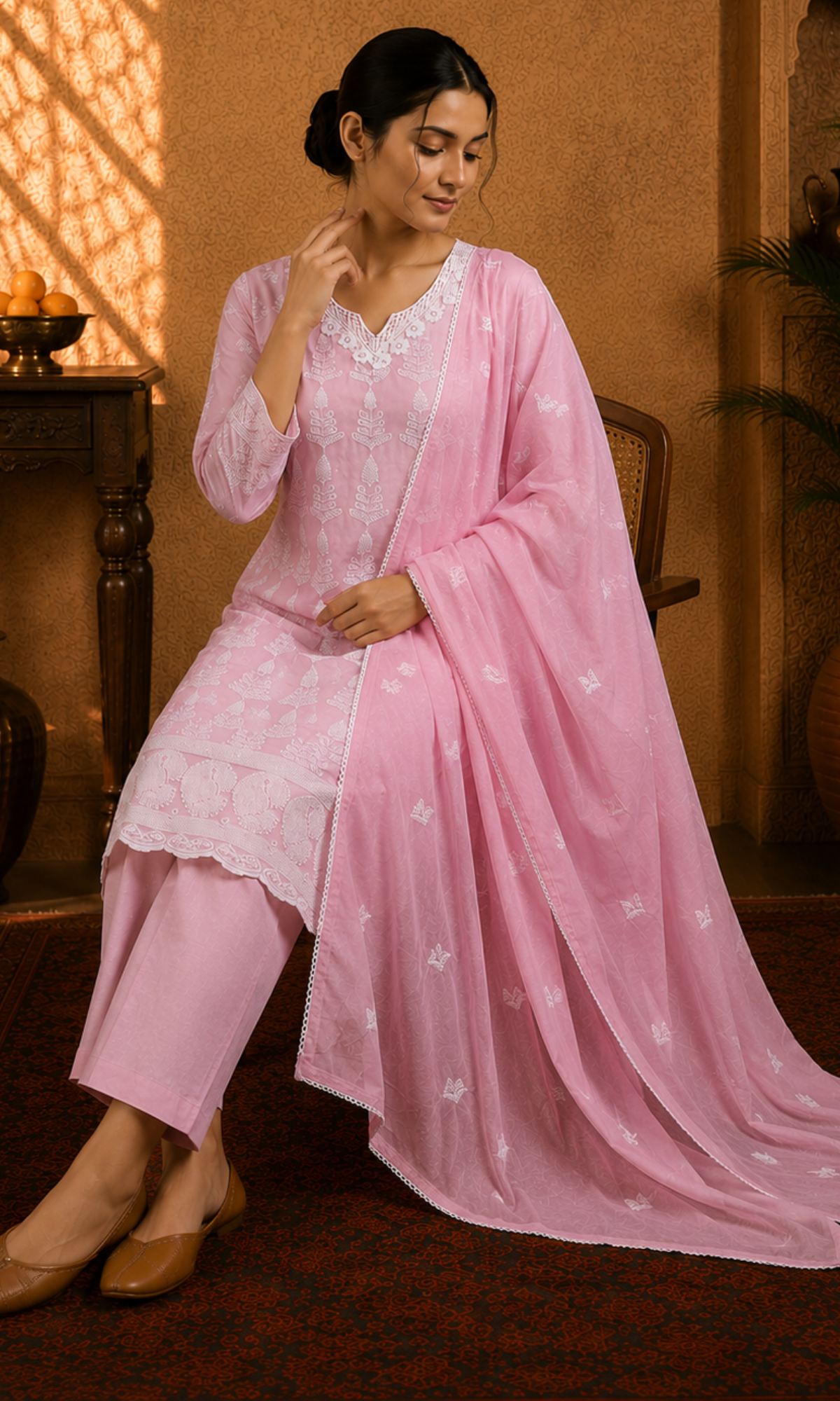 Blush Pink Embroidered Suit Set