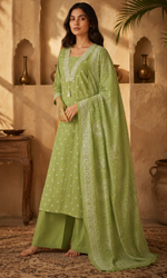 Green Abstract Printed Kurta Set