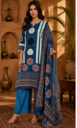 Blue Printed Kurta Set with Dupatta