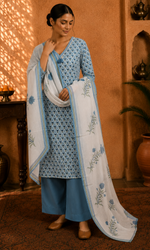 Blue Heritage Printed Suit Set