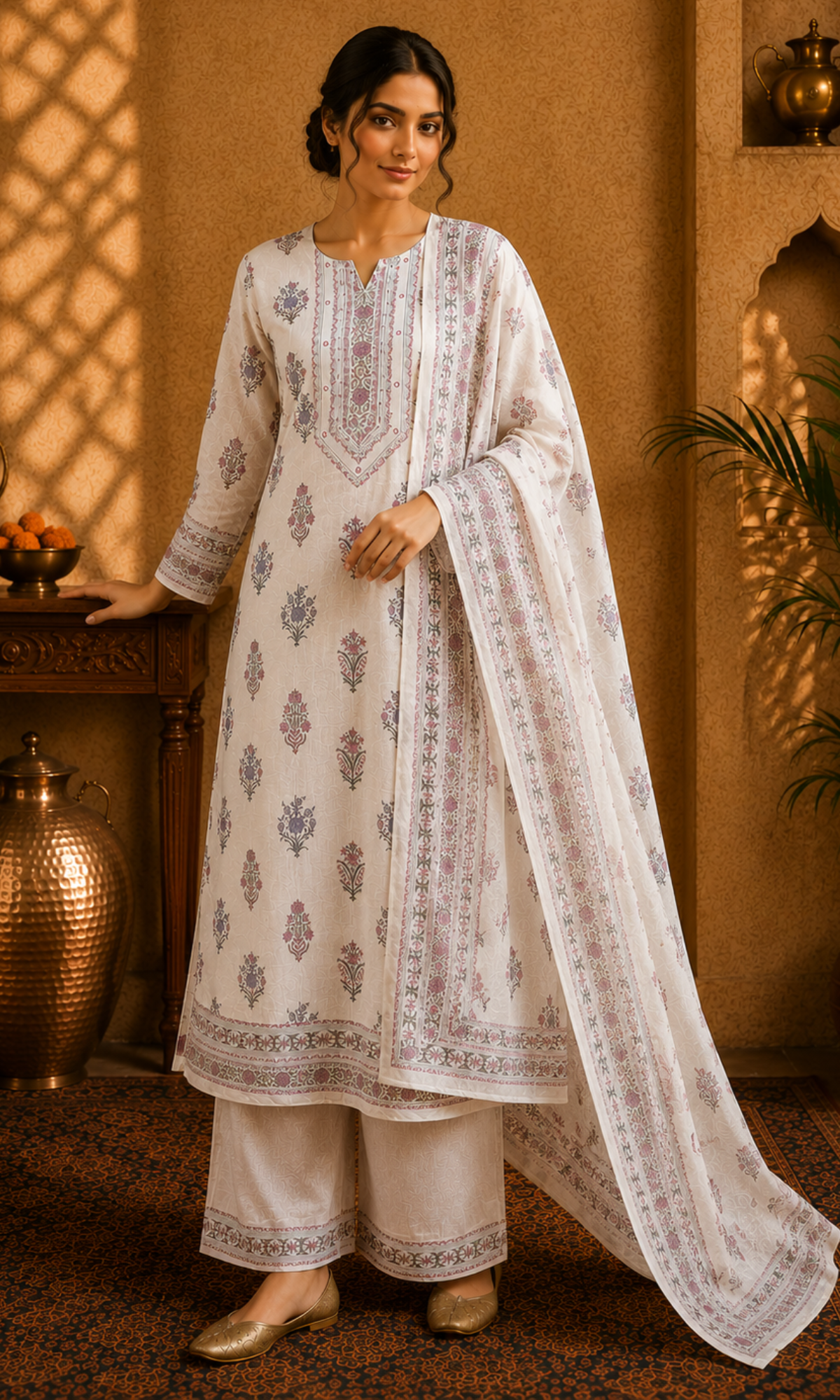 Ivory Mist Printed Suit Set