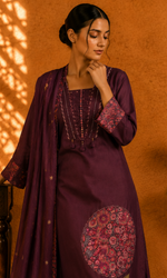 Wine Purple Printed Kurta Set