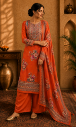 Rust Orange Blossom Ethnic Suit Set